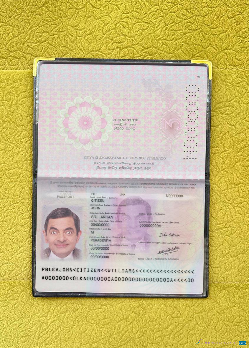 Download Sri Lanka passport version 2 photolook Photoshop template